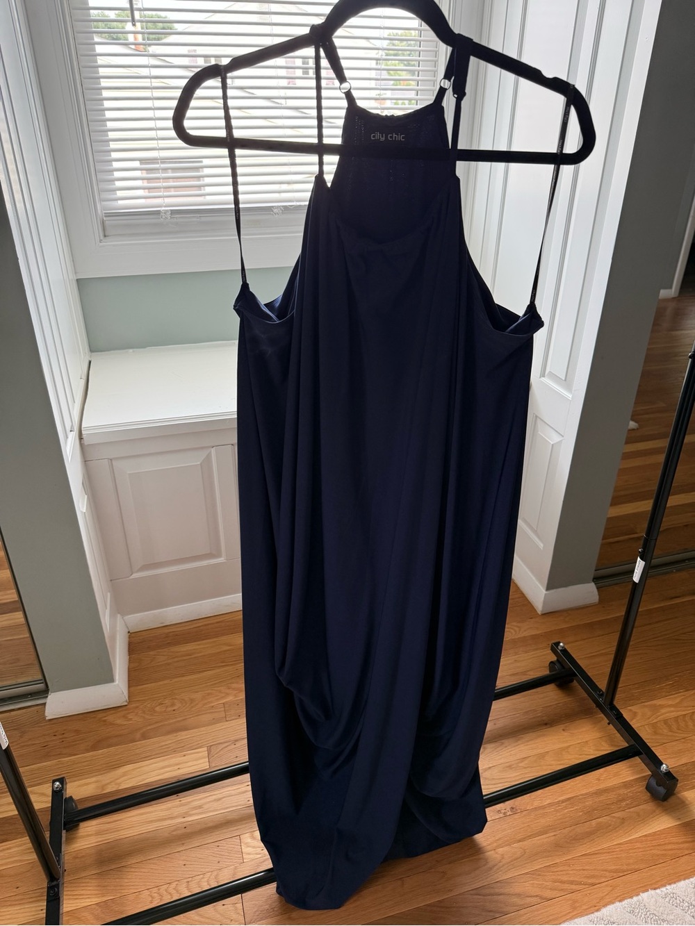 City Chic Navy Midi Slip Dress with Halter Neck